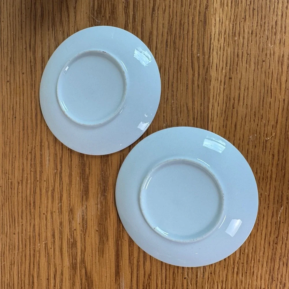 Vintage White Porcelain Espresso Cup and Saucer Set of 2 Minimalist Demitasse
